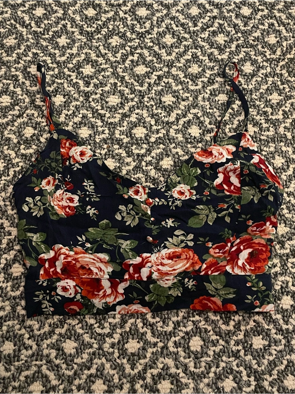 Ambiance Navy Floral Crop Cami with Adjustable Straps